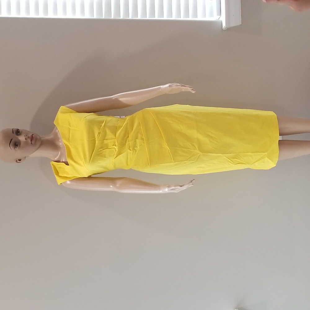 Yellow Stretch Midi Dress- XL